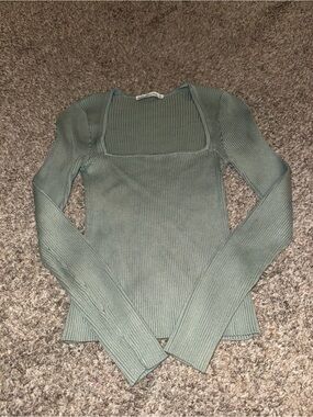Abercrombie Ribbed Square Neck Long Sleeve Top
